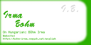 irma bohm business card