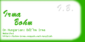 irma bohm business card